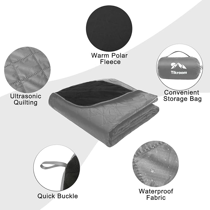Large Waterproof Outdoor Camping Blanket 80 x 58 inch | Fleece Picnic Blankets Windproof Travel Stadium Blanket for Beaches Pets Car Camp Picnic Mat for Both Cold & Warm Weather
