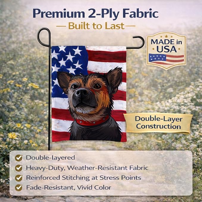 Caroline's Treasures CK6673GF Murcian Ratter Dog American Flag Garden Flag Mailbox Flag Decorative Yard Flag Banner Outside Patio Artwork Yard Flower Beds, Garden Size, Multicolor