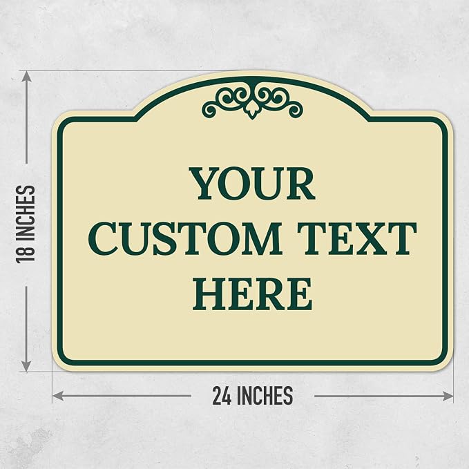 Custom Decorative Sign, Personalized Metal Sign for Business, Driveway, Home, Airbnb, Office Door Plaque, Green Border Sign, 18x24 Inches, ACM, Fade Resistant, Made in USA by Sigo Signs
