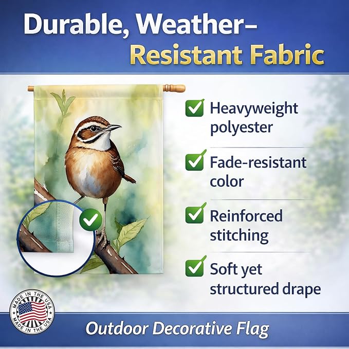Caroline's Treasures South Carolina Wren House Flag Large Porch Sleeve Pole Decorative Outside Yard Banner Artwork Wall Hanging, Polyester, House Size, Multicolor