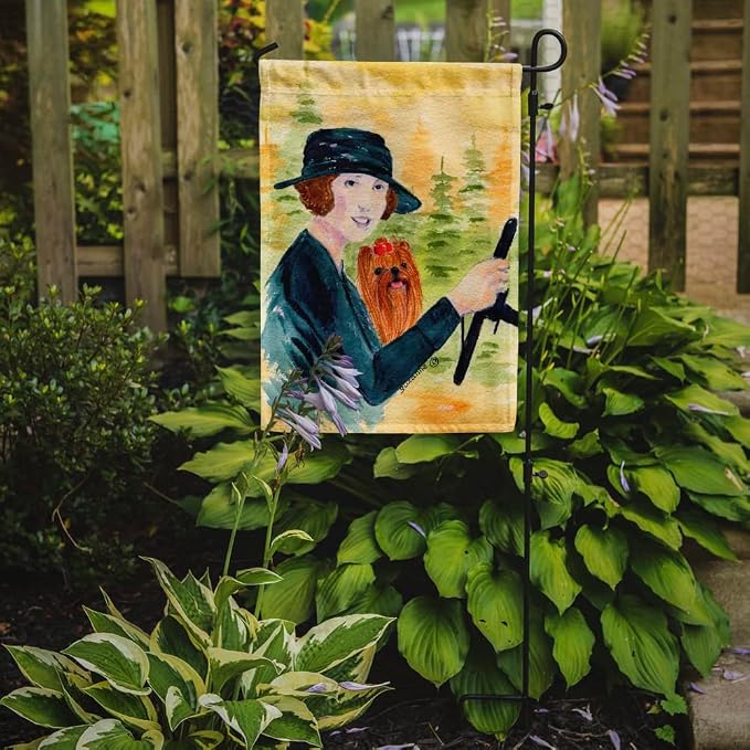 Caroline's Treasures SS8550GF Lady driving with her Yorkie Garden Flag Mailbox Flag Decorative Yard Flag Banner Outside Patio Artwork Yard Flower Beds, Garden Size, Multicolor