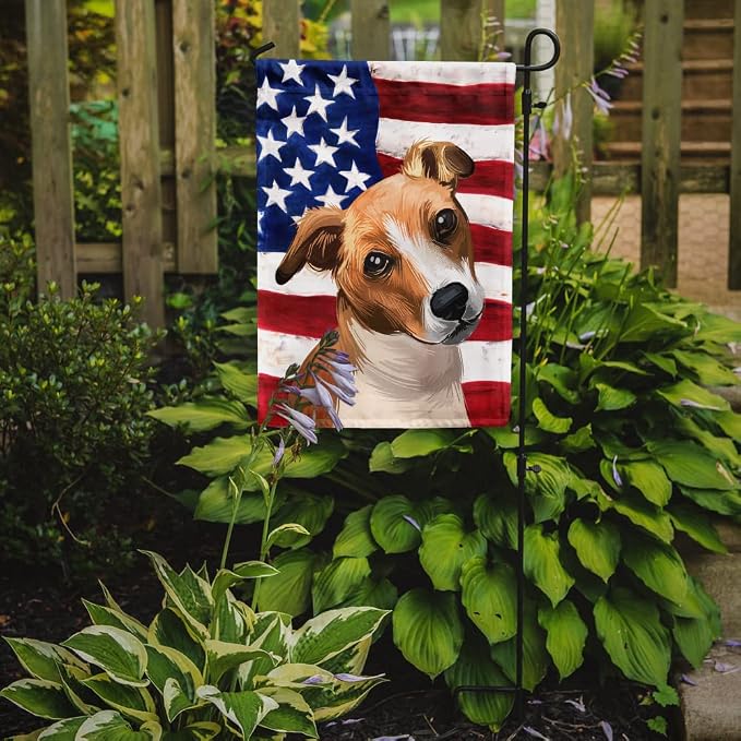 Caroline's Treasures CK6647GF Plummer Terrier American Flag Garden Flag Mailbox Flag Decorative Yard Flag Banner Outside Patio Artwork Yard Flower Beds, Garden Size, Multicolor