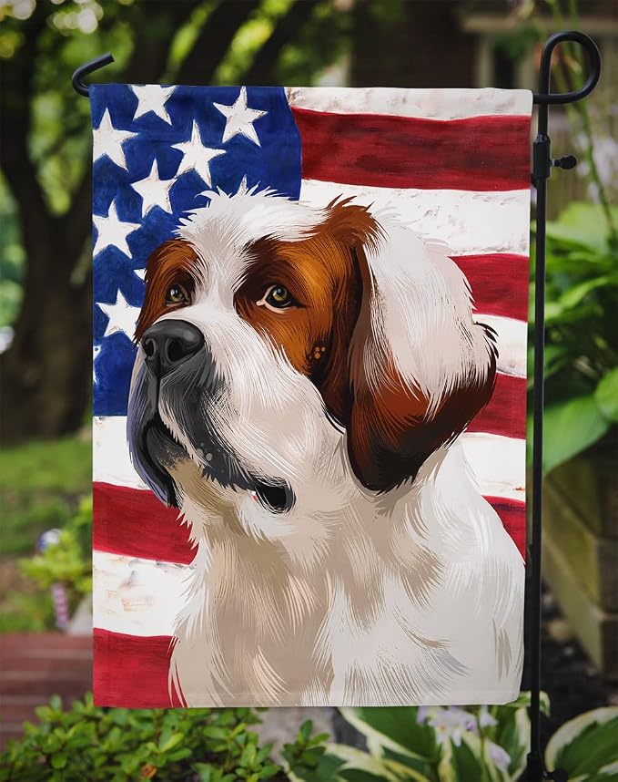 Caroline's Treasures CK6393GF Alpine Mastiff American Flag Garden Flag Mailbox Flag Decorative Yard Flag Banner Outside Patio Artwork Yard Flower Beds, Garden Size, Multicolor