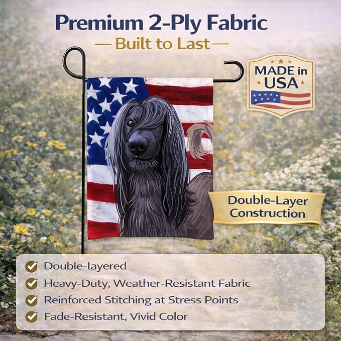 Caroline's Treasures CK6732GF Taigan Dog American Flag Garden Flag Mailbox Flag Decorative Yard Flag Banner Outside Patio Artwork Yard Flower Beds, Garden Size, Multicolor