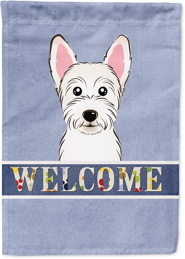 Caroline's Treasures BB1412GF Westie Welcome Garden Flag, Blue Mailbox Flag Decorative Yard Flag Banner Outside Patio Artwork Yard Flower Beds, Garden Size, Multicolor