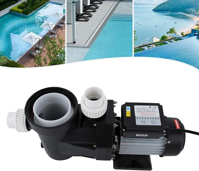 Pool Pump 1.5 HP with 24H Timer, 52.49 ft Lift Quiet Single Voltage Pool Pump 422.68 qt/min Max Flow Overheat Protection, PP Body 24H Timer for Home or Small Commercial Pool Use (Style 3)