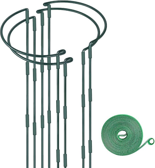 HiGift 4 Pack Height Adjustable Metal Plant Support (36" H or 24" H or 12" H), Heavy Duty Peony Cages and Supports, Half Round Tall Plant Support Ring for Outdoor Indoor Plant Hydrangea Flower