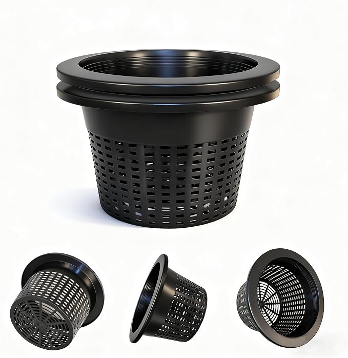 3 & 5 Gallon Bucket Lid Hydroponic Plant Pot, Small/Medium/Large Opening Mesh Net Cups for Indoor Outdoor Hydroponics Growing System - Medium Opening for Most Hydroponic Crops (2 Pack)