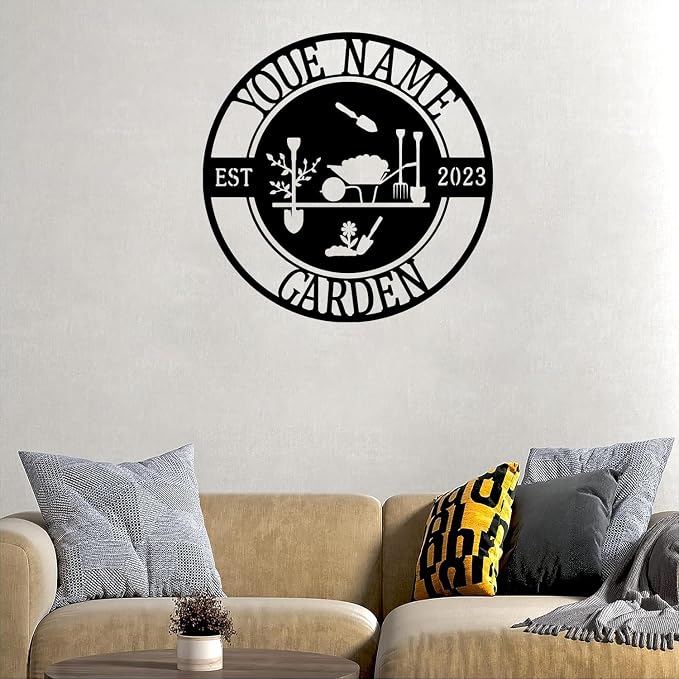 CFC012 Garden metal art logo, personalized metal logo, large shed garden logo, customized mural art, for garden outdoor decoration, personalized outdoor plaque
