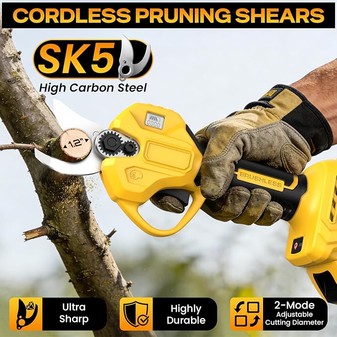 4-in-1 Cordless Pole Saw & Electric Pruning Shears Combo for De Walt 20V MAX Battery (No Battery), Brushless 8 Inch Mini Chainsaw, 15.8 FT Max Reach, Tree Trimmer & Branch Cutter