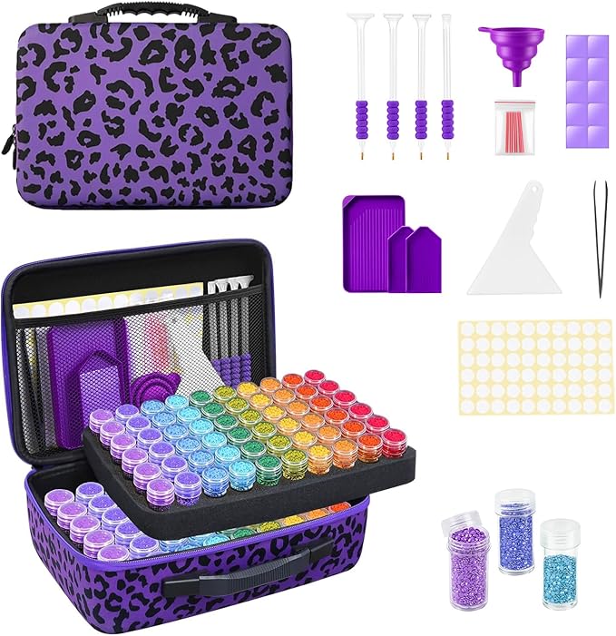 ZORETCO Diamond Painting Storage Box, 120 Slots Bead Storage Containers with Tools Kit for Diamond Art Accessories Craft Jewelry Beads Organizer