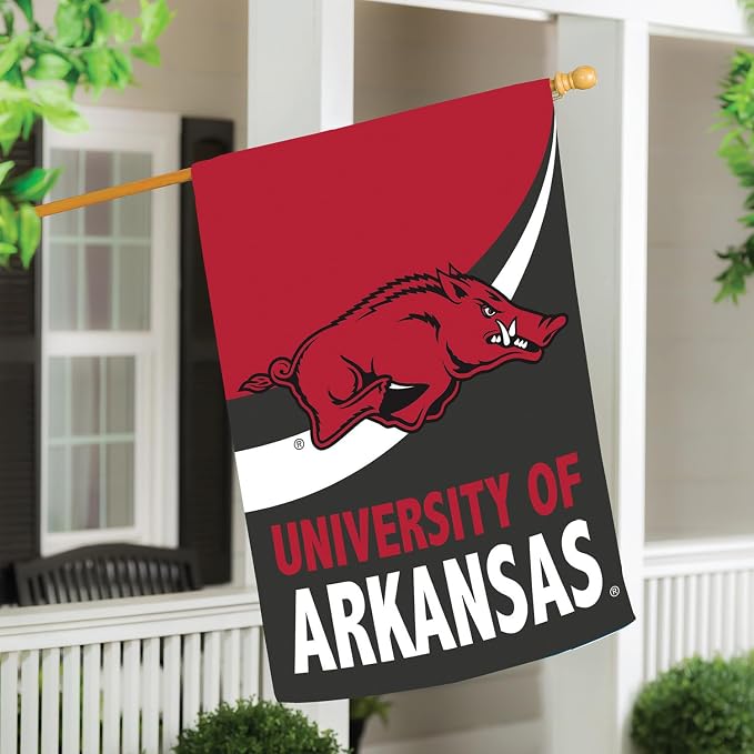 Team Sports America NCAA University of Arkansas House Flag, 28 x 44, Double Sided Garden Flags for Outside, Outdoor College Flags & Banners for Garden Patio, Indoor Wall Decor Flag for Room