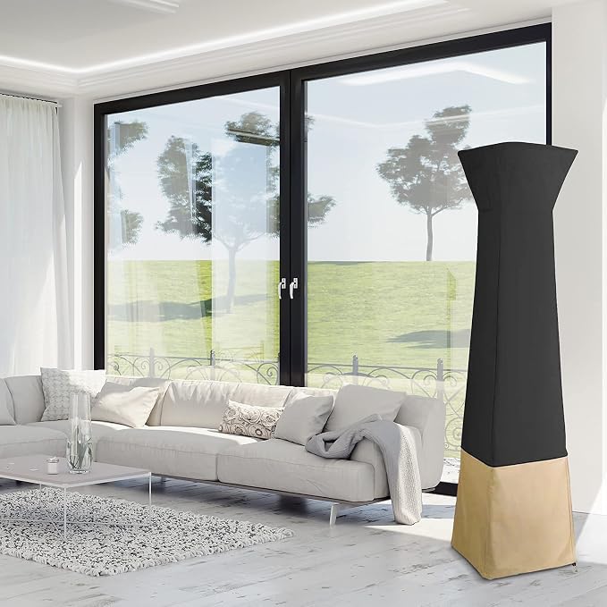 Stanbroil Pyramid Patio Heater Cover, Heavy Duty Waterproof Outdoor Heater Cover with Zipper, 21x21x90 Inch, Black&Camel