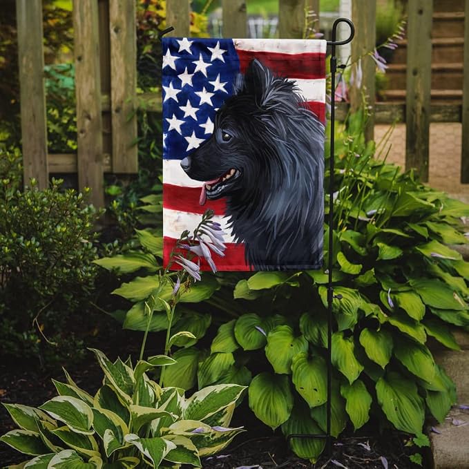 Caroline's Treasures CK6730GF Swedish Lapphund Dog American Flag Garden Flag Mailbox Flag Decorative Yard Flag Banner Outside Patio Artwork Yard Flower Beds, Garden Size, Multicolor
