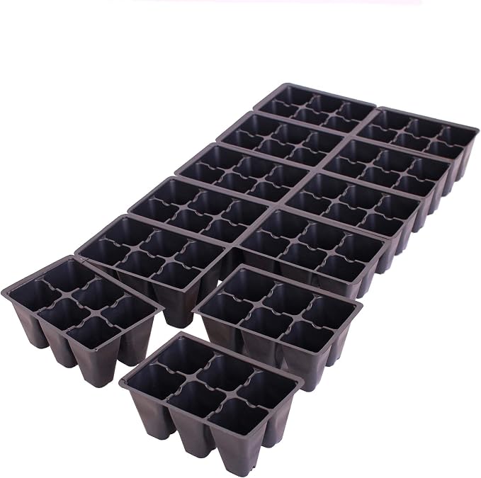 Handy Pantry Black Plastic Garden Tray Inserts – 20 Sheets, 72 Planting | Pot Cells Each – 2x3 Nested x12 Configuration – Ideal for Nursery, Greenhouse, Seed Starting, and Vegetable Gardening