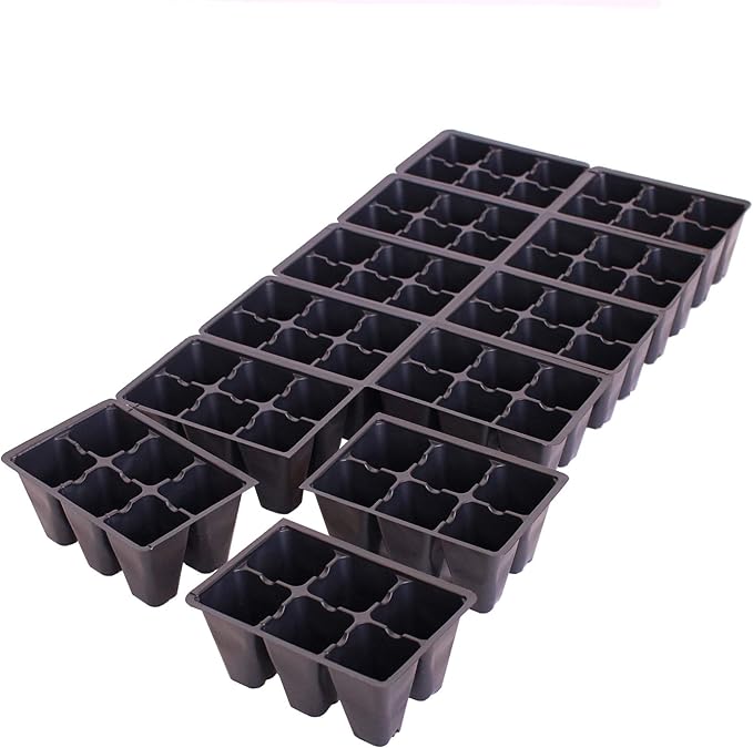 Handy Pantry Black Plastic Garden Tray Inserts – 50 Sheets, 72 Planting | Pot Cells Each – 2x3 Nested x12 Configuration – Ideal for Nursery, Greenhouse, Seed Starting, and Vegetable Gardening.