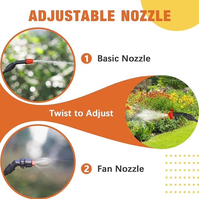 2Gallon/7.56L Pressure Sprayer - Multi-Use Pump Mister for Garden, Lawn & Home with 2 Nozzles, Shoulder Strap & Gloves - Ideal as Weed, Plant & Water Sprayer