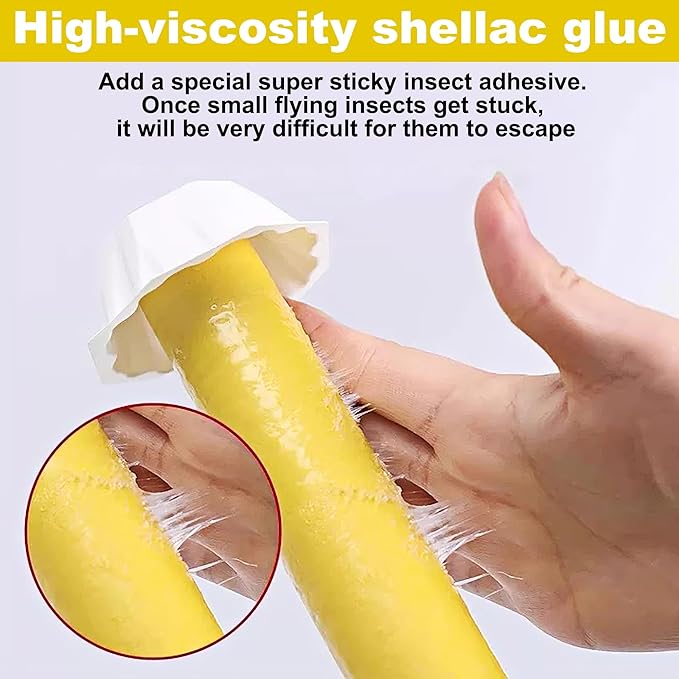 Fly Stick Sticky Fly Traps for Indoors Outdoor 4pk, Sticky Hanging Fly Stick, Flying Insect Trap, wasp Trap（Yellow 4PCS）