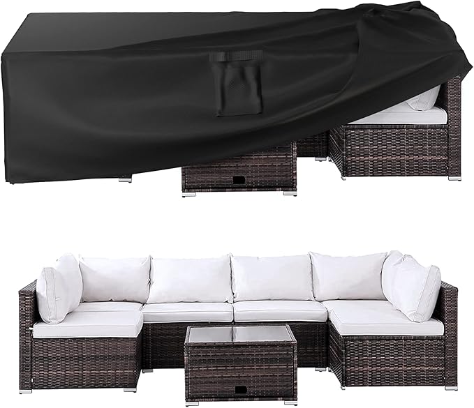 Ruimoy Patio Furniture Covers, Outdoor Furniture Cover Waterproof, General Purpose, Outside Table and Chair Covers, Heavy Duty 600D (90 Inch L x 62.2 Inch W x 28.3 Inch H)