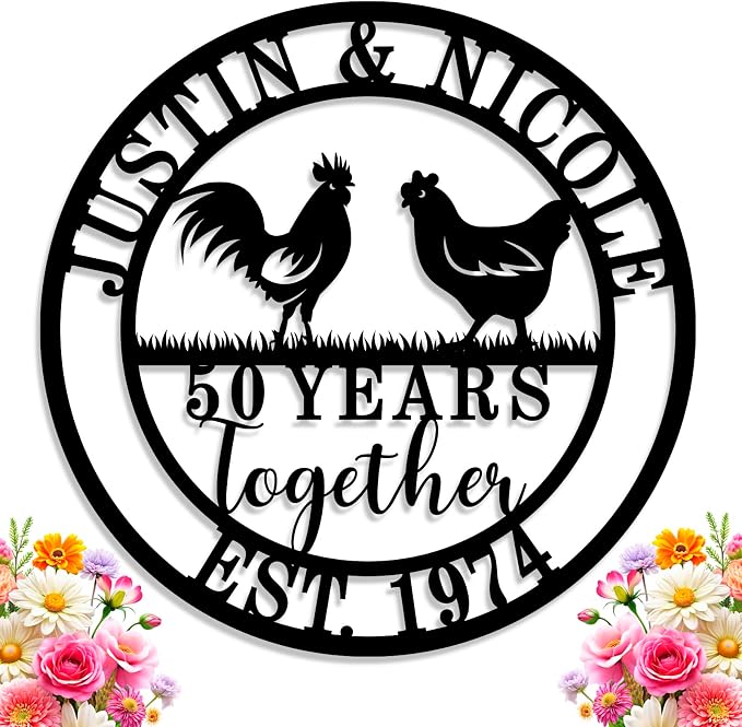 Personalized 50th/70th/60th/40th/30th/25th/1st Anniversary Wedding Gifts,Custom Metal Name Sign,Best 50th Anniversary Metal Gifts for Couple Parent Husband Wife, Unique Anniversary Present Ideas