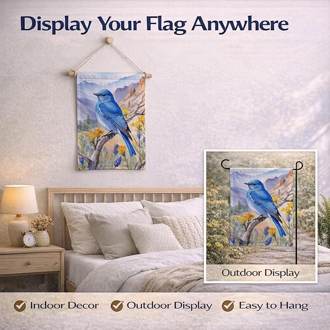 Caroline's Treasures Nevada Mountain Bluebird Garden Flag Mailbox Flag Decorative Yard Flag Banner Outside Patio Artwork Yard Flower Beds, Garden Size, Multicolor