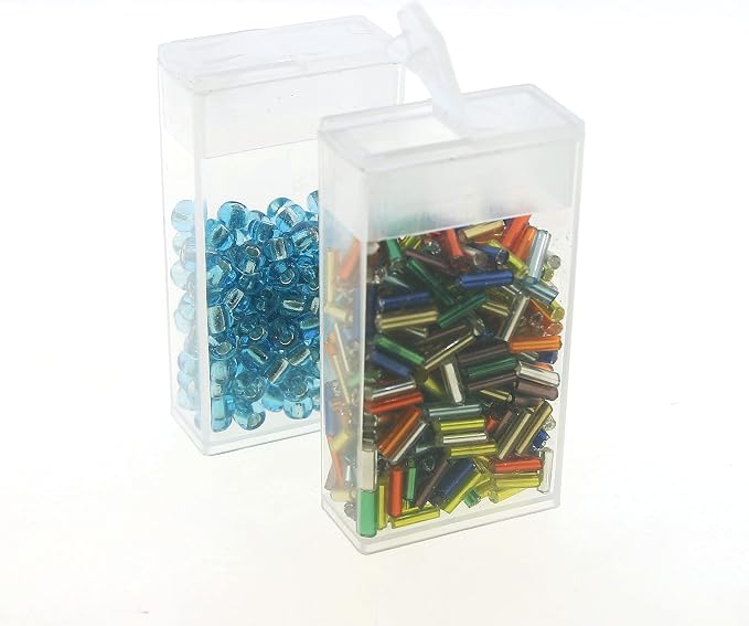 The Beadsmith Clear Plastic Boxes - Rectangle with a Flip Top Cap - 7/16” x 1” x 1-7/8” - Use for Beads, Bath Salts, Wedding & Party Favors, Home or Office Storage - Bag of 100