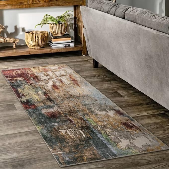 Lahome Kitchen Rugs, 2x4 Washable Rug with Soft Low-Pile for Entryway and Hallyway, Non-Slip & Small Carpet for Bathroom, Easy Clean Door-Friendly Mat, Kid &Pet Friendly Modern Decor 2x4 Red