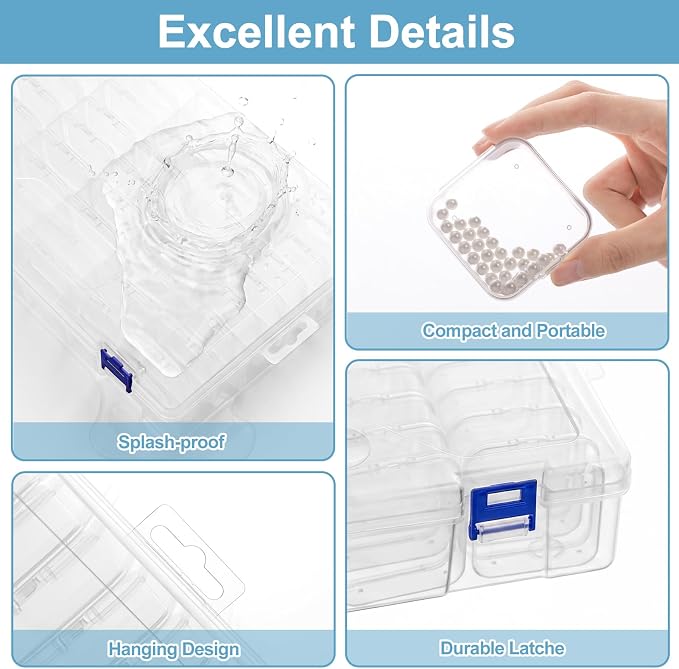 DILIBRA Bead Organizer Box, 138Pcs Small Bead Organizers and Storage Plastic Cases, Mini Clear Storage Containers Boxes with Hinged Lid for Diamond Painting Accessories Seed Jewelry DIY Craft