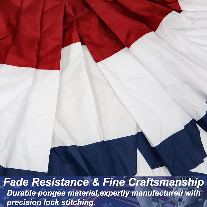 American Pleated Fan Flag, 3 x 1.5 Ft USA Patriotic Half Fan Bunting, Indoor Outdoor 4th of July Memorial Day 250th Anniversary Decorations (4 Pcs)