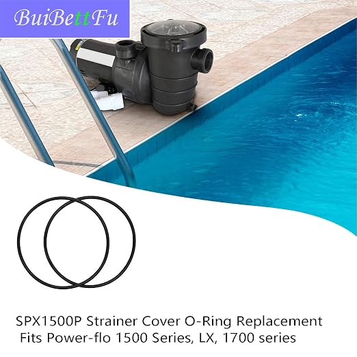 SPX1500P Pool Pump Lid Strainer Cover O-Ring for Select Hayward Pumps Fits Power-flo 1500, LX, 1700 Series (2/Pack), Black