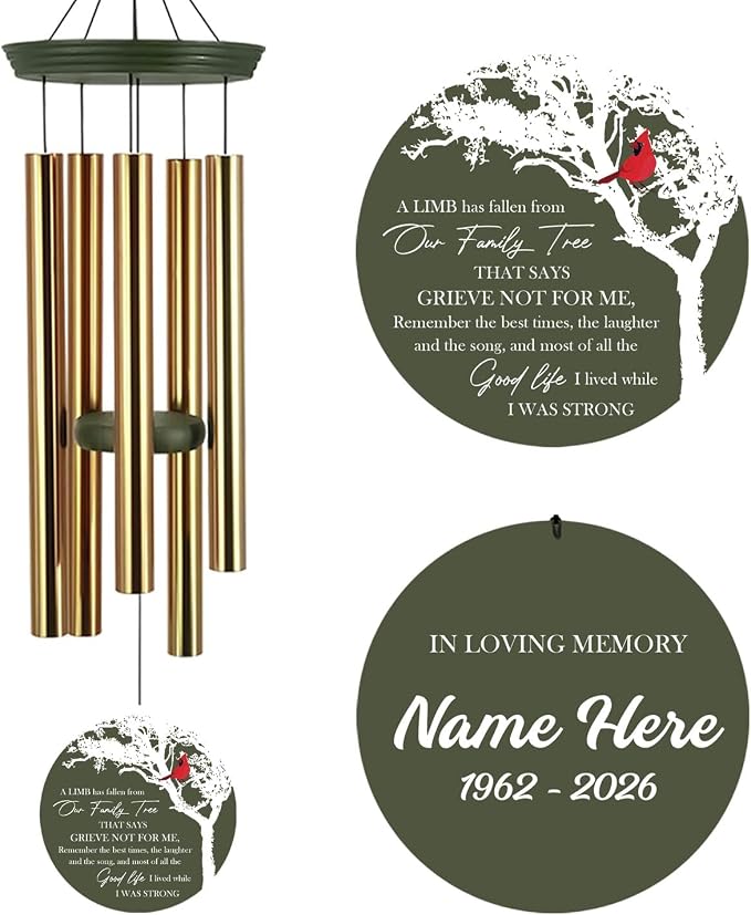 ASTARIN Wind Chimes Outdoor for The Loss of Mom Dad, Personalized Customized WindChimes for Loss of Loved One, Memorial Wind Chime as Sympathy Gift, Home Garden Patio Décor, 36''(Produced in Texas)
