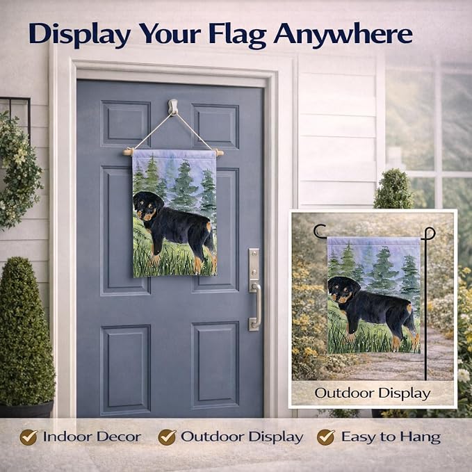 Caroline's Treasures SS8057GF Rottweiler Garden Flag Mailbox Flag Decorative Yard Flag Banner Outside Patio Artwork Yard Flower Beds, Garden Size, Multicolor