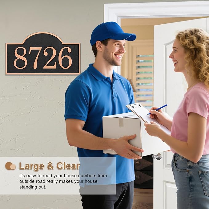 Address Plaque Small Arch - 12'' x 6.85'' Custom Address Sign for House,House Number Plaque Sign for Outside House,Driveway,Mailbox Easy Installation Metal & Large Options (Style 6)