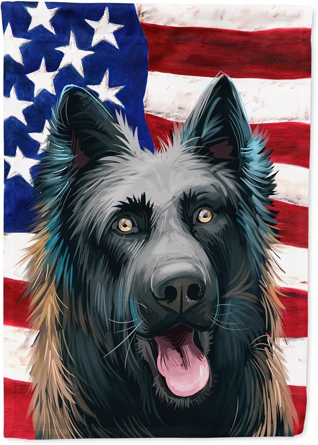 Caroline's Treasures CK6507GF Dutch Shepherd Dog American Flag Garden Flag Mailbox Flag Decorative Yard Flag Banner Outside Patio Artwork Yard Flower Beds, Garden Size, Multicolor