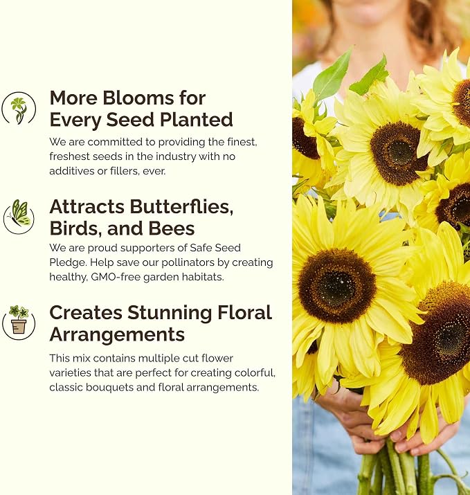 Eden Brothers Ole Yeller Wildflower Mixed Seeds for Planting, 1 lb, 480,000+ Seeds with African Marigold, Sunflower | Attracts Pollinators, Plant in Spring or Fall, Zones 3, 4, 5, 6, 7, 8, 9, 10