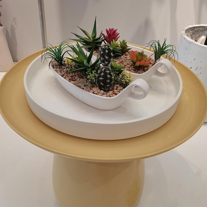 Ceramic Plant Saucer Pot Tray 14.5 Inch, Frosted White Planter Saucers 5 7 9 10 12 15 Inch for Indoors Outdoor, Flower Pot Saucers for Holding Water Drips and Soil