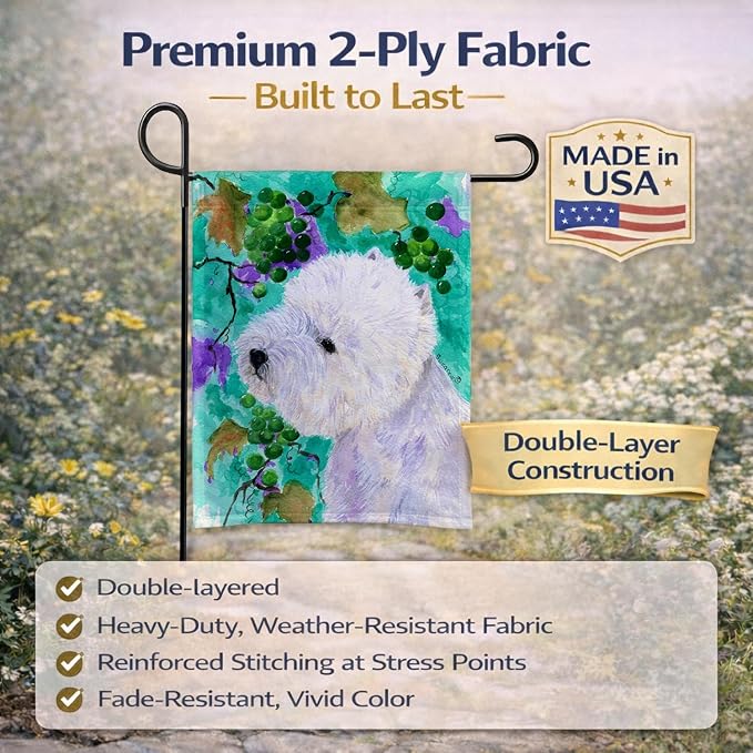 Caroline's Treasures SS1064GF Westie Garden Flag Mailbox Flag Decorative Yard Flag Banner Outside Patio Artwork Yard Flower Beds, Garden Size, Multicolor