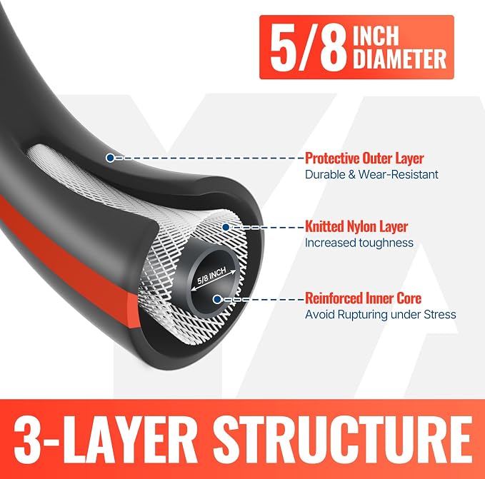 YAMATIC Short Garden Hose 3 ft x 5/8 in, Female to Female Leader Hose Extension 2 in 1 Dual Use with Solid Brass Connector, Lightweight All-Weather for Water Hose Reel, Burst 300 PSI