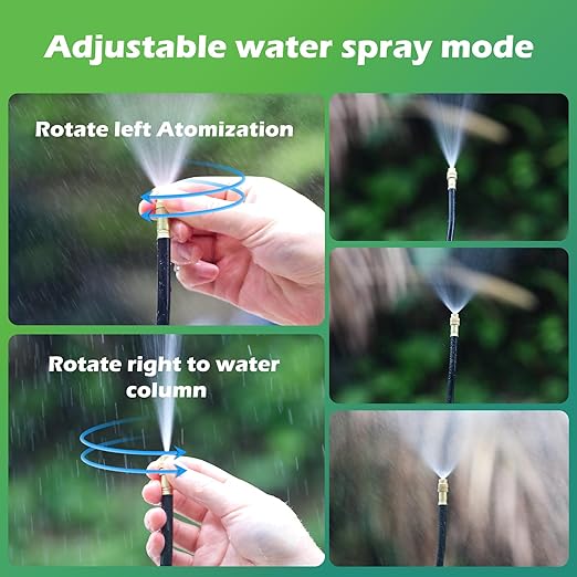 Drip Irrigation System Kit 100 FT with 32 Nozzles, 360° Adjustable Bendable Garden Watering Misting System for Greenhouse, Yard, Lawn, Plant, Garden, 5/16 inch Hose (OD: 8mm)