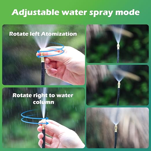 Drip Irrigation System 30 FT with 10 Nozzles, 360° Adjustable Bendable Garden Watering Misting System for Greenhouse, Yard, Lawn, Plant, Garden, 5/16 inch Hose (OD: 8mm)