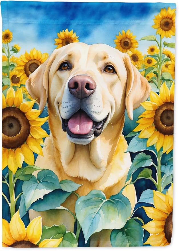 Caroline's Treasures DAC6111GF Labrador Retriever in Sunflowers Garden Flag Mailbox Flag Decorative Yard Flag Banner Outside Patio Artwork Yard Flower Beds, Garden Size, Multicolor