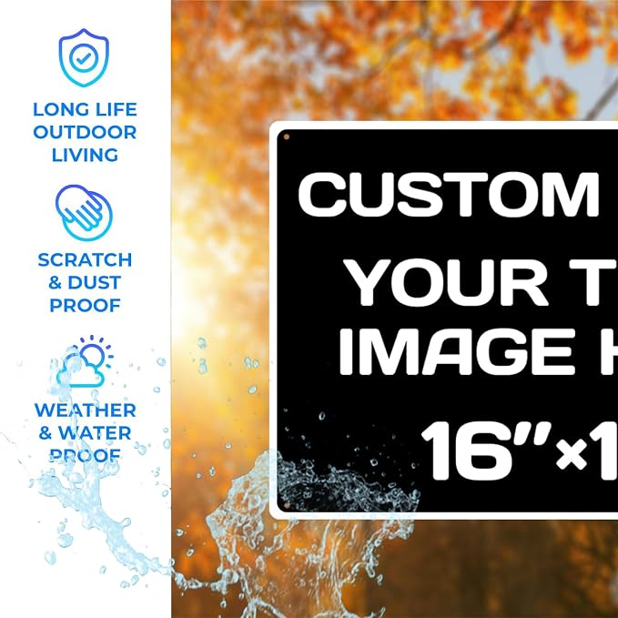 custom signs personalized,Aluminum Weatherproof Metal Sign,Multiple Sizes Custom Personalized Text And picture Here, Black White Traffic Regulation Horizontal Street Signs ,hazard sign,garden