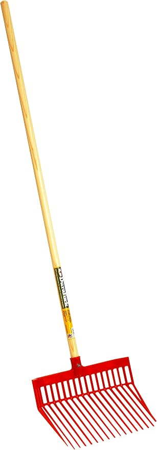 Little Giant® DuraFork Pitch Fork | Polycarbonate Stable Manure Fork with Angled Tines | Red