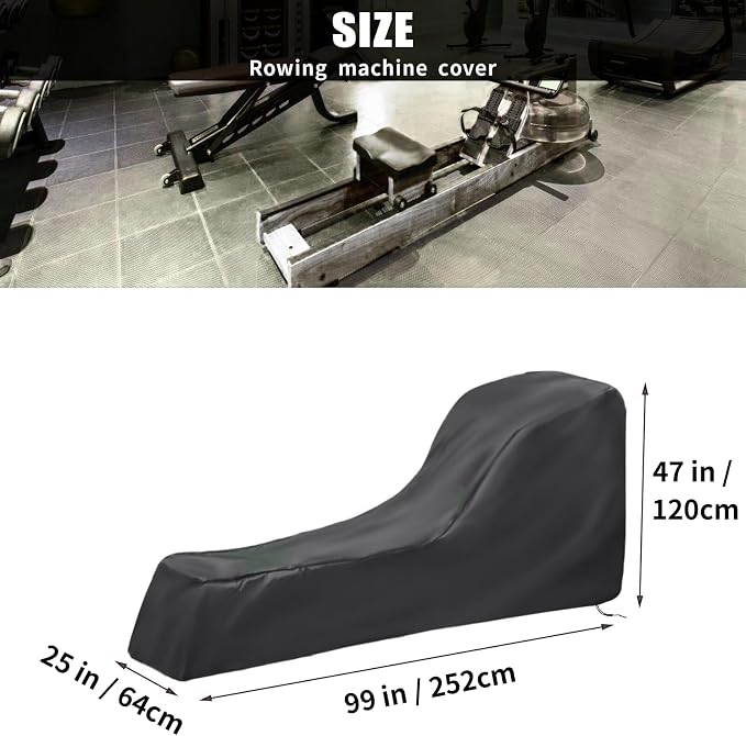 Rowing Machine Cover, Rower Outdoor Cover for Concept 2 Rowing Machine Waterproof Row Machine Cover for Hydrow Rowing Machine, Dustproof Fitness Equipment Protective Cover