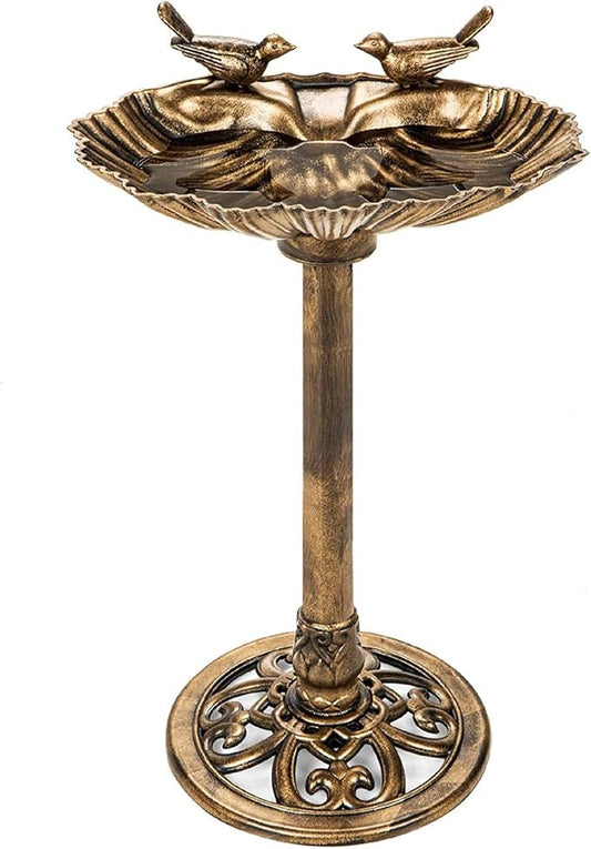 32inch Antique Bird Bath Outside Garden Weather Resistant Polyresin Backyard Expressions