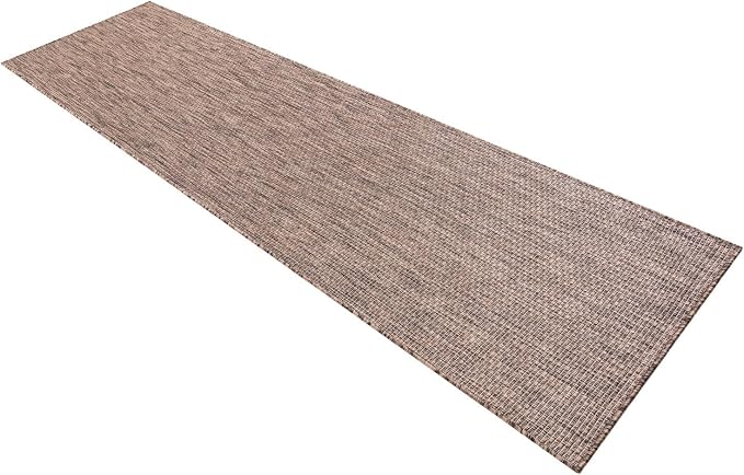 Unique Loom Outdoor Solid Collection Area Rug (2' 7" x 10' Runner Light Brown/Ivory)