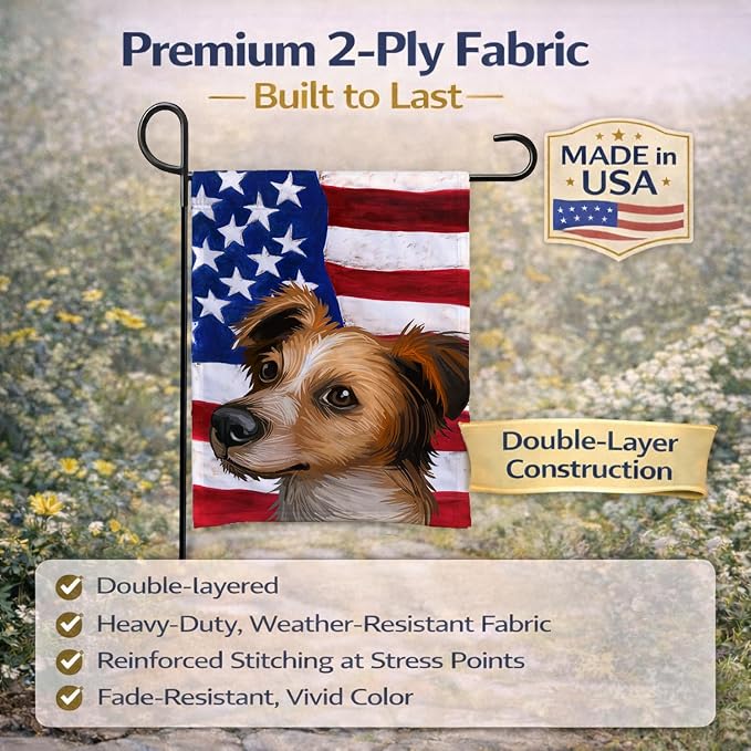 Caroline's Treasures CK6597GF Kromfohrlander American Flag Garden Flag Mailbox Flag Decorative Yard Flag Banner Outside Patio Artwork Yard Flower Beds, Garden Size, Multicolor