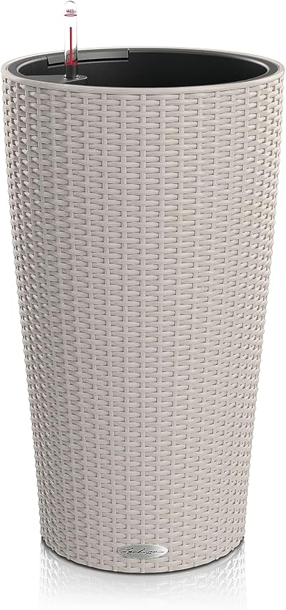 CILINDRO Cottage 23 Sand Brown, Self-Watering Tall Planter, D9.1 H16.1 in