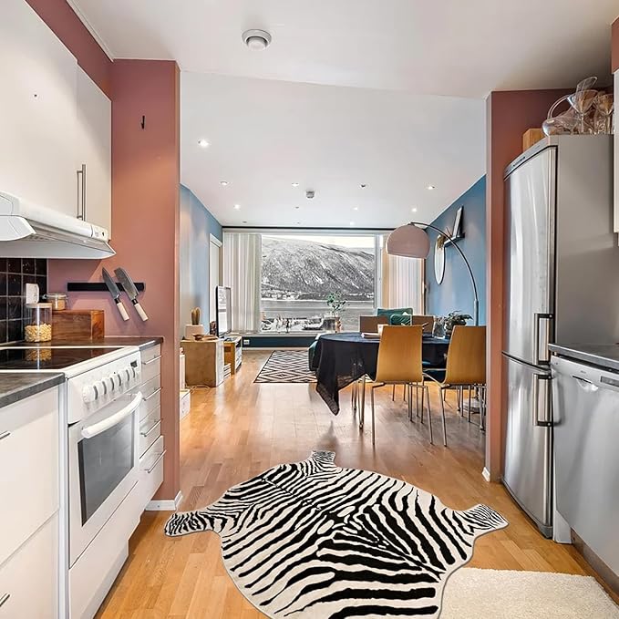 townssilk Area Rug Faux Zebra Print Rug 4.3x4.7 Feet Rug/Mat/Carpets for Home
