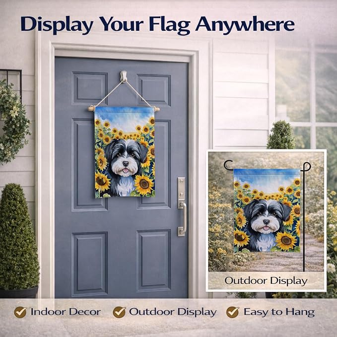 Caroline's Treasures DAC6097GF Havanese in Sunflowers Garden Flag Mailbox Flag Decorative Yard Flag Banner Outside Patio Artwork Yard Flower Beds, Garden Size, Multicolor